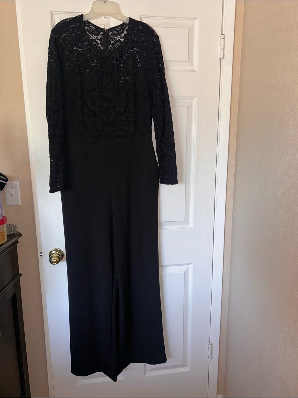 Karl Lagerfeld Black Lace-Top Wide-Leg Jumpsuit